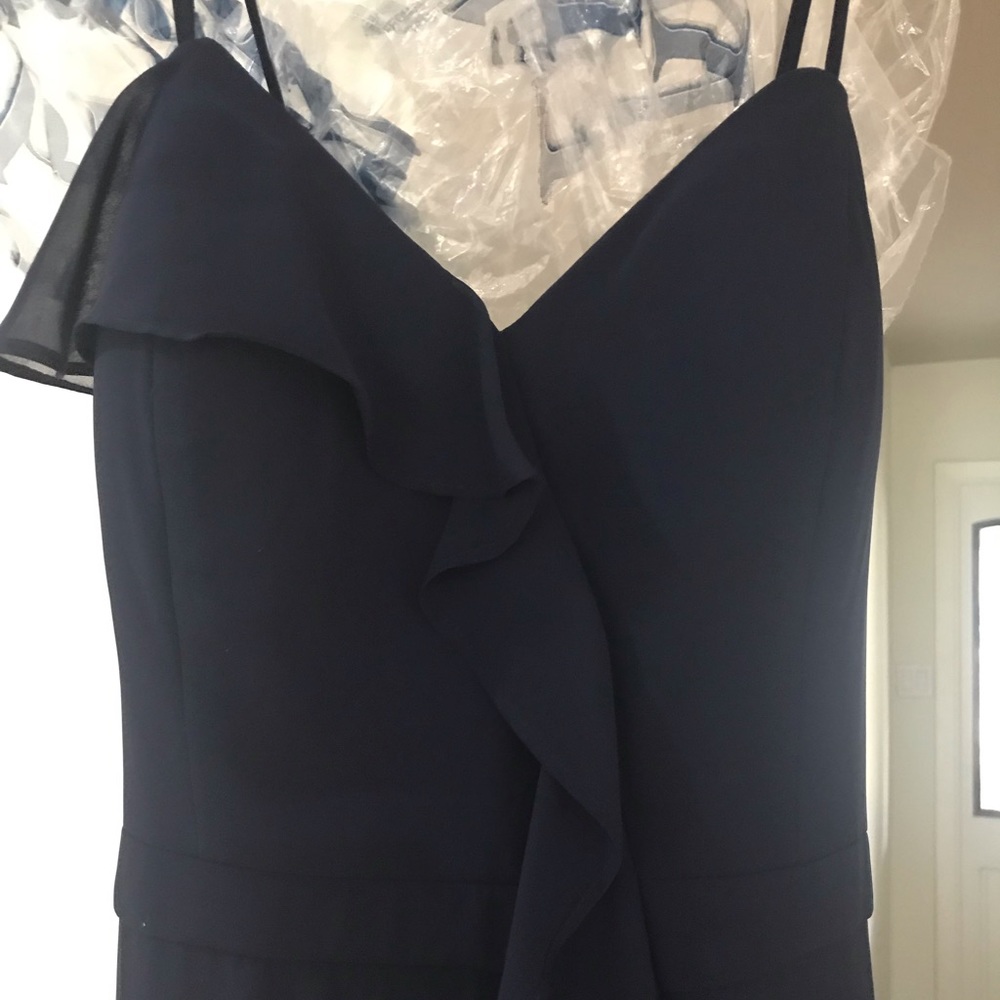 Maxi flowing navy ruffle dress
